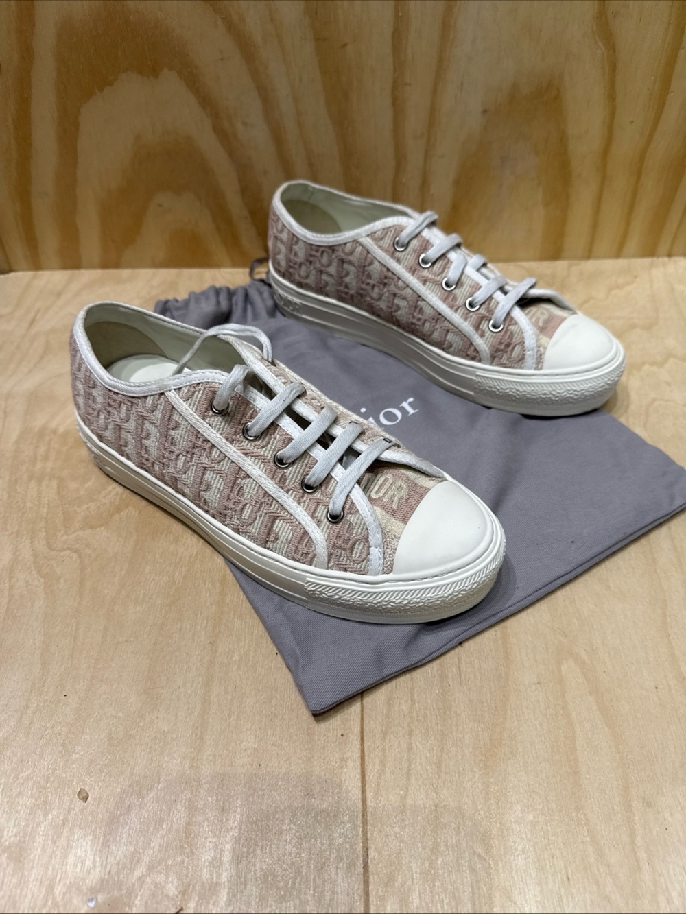 Christian Dior Canvas Oblique Walk'n'Dior Low Top Sneakers Size EU 39 , US 8.5